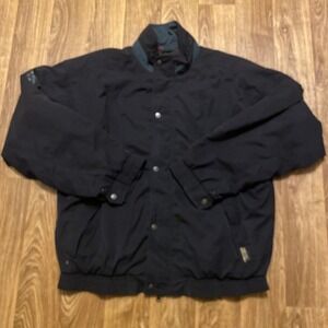 Vintage‎ 80s Tourney Gore Tex Jacket Men Large Black Green Full Zip Snap